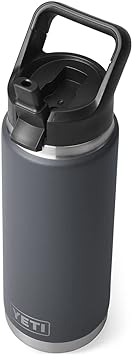 YETI Rambler 26 oz Bottle, Vacuum Insulated, Stainless Steel with Straw Cap, Charcoal