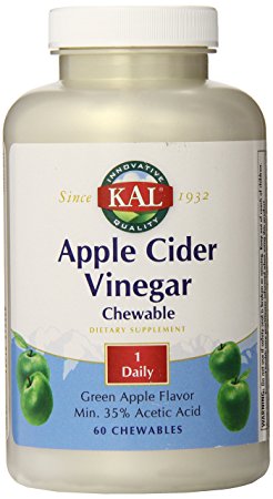 KAL Chewable Tablets, Apple Cider Vinegar, 500 mg, 60 Count