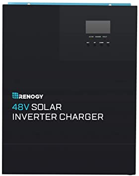 Renogy 48V 3500W Pure Sine Wave Inverter, All-in-One with MPPT Charge Controller, Power-Saving Mode DC 48V to AC 120V, Surge 7000W, Solar, Generator Battery Charging, LCD&LED, for Home, Camping, RV