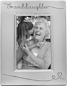 Beautiful Two Tone Silver Plated Granddaughter 4" x 6" Picture Frame with Black Velvet | Unique and Thoughtful Gift Idea