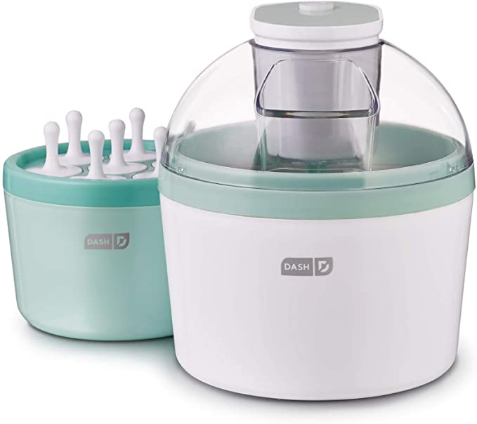Dash DIC700AQ 2-in-1 Ice Cream, Frozen Yogurt, Sorbet   Popsicle Maker with Easy Ingredient Spout, Double-Walled Insulated Freezer Bowl & Free Recipes, 1 Quart, Aqua