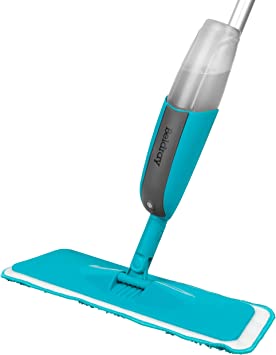 Beldray LA067050UFEU Classic Mop with Built-in Spray Function and Refill Head, 300 ml, Treated with Anti-Bac Protection, Removes Dust and Dirt with Ease, Aluminium, Turquoise, One Size