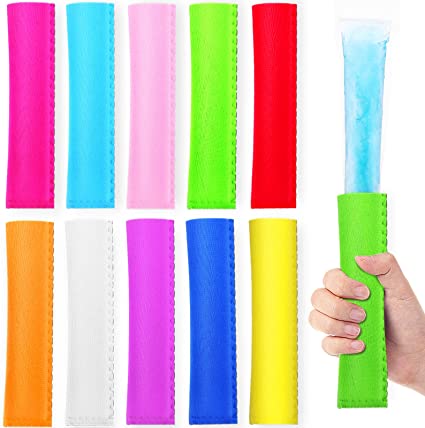 10 Pieces Popsicle Holders Ice Pop Neoprene Insulator Sleeves Freezer Popsicle Holders Bags (15 x 6 cm/ 5.91 x 2.36 Inch)