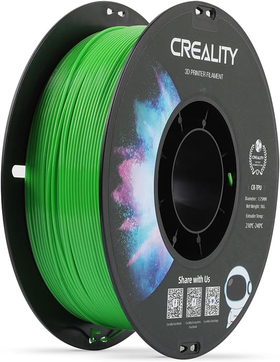 Creality TPU 3D Printing Filament 1.75mm, High Resilience, Soft Adhesive Material, Elastic, 1kg(2.2lbs) TPU Filament 1.75 for 3D Printer (Green)