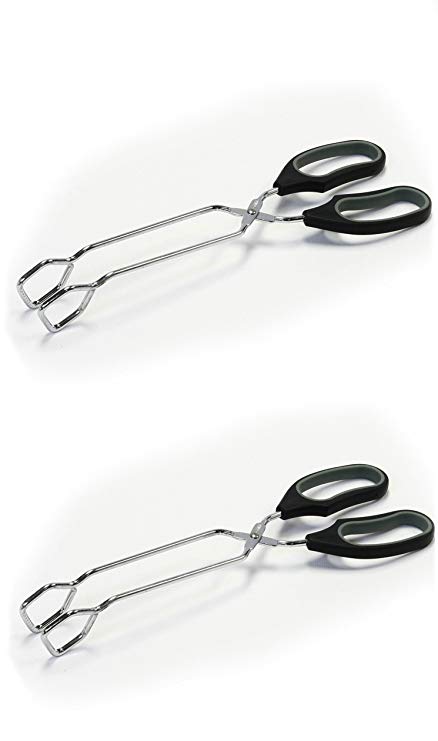 Chef Craft Tongs with Off-set Working Ends, Black, 1-Piece, 12-Inch (Value 2-Pack)