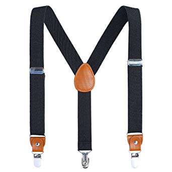 AWAYTR Kids Boys Adults Suspenders - 4 Sizes Sturdy Metal Clips Elastic Adjustable Suspender