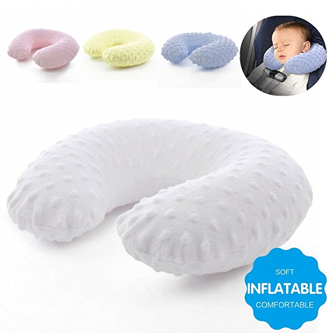 Travel Pillows for Kids and Toddler Neck pillows for airplanes or travel on a Train, Airplane, Car, Bus or Camping - Comfortable U Shaped Cushion Neck Support Pillow White