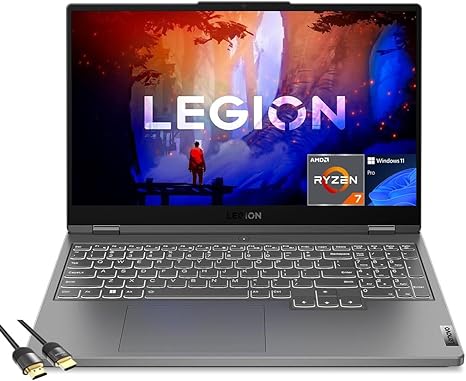 Lenovo Legion 5 Gaming Laptop, 15.6" WQHD IPS 165Hz, AMD Ryzen 7 7735H Up to 4.75GHz, GeForce RTX 4060, 16GB DDR5, 1TB NVMe SSD, Backlit Keyboard, Webcam, Wi-Fi 6, RJ-45, Type-C, PDG HDMI, Win 11 Pro