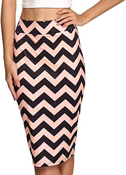 Zeagoo Women's Above The Knee Elastic Waist Work Pencil Skirt