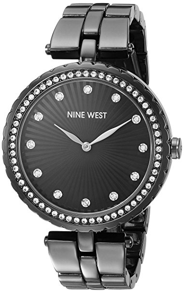 Nine West Women's NW/1741GMGN Swarovski Crystal Accented Gunmetal Bracelet Watch