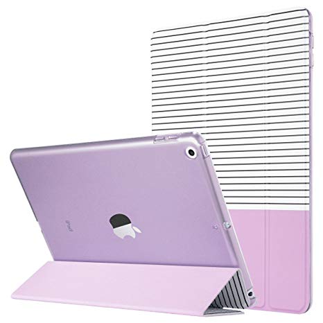 ULAK iPad 2017/2018 iPad 9.7 inch Case, Slim Lightweight Smart Case Trifold Stand with Auto Sleep/Wake Function,Hard Back Clear Cover for Apple iPad 9.7-inch 5th 6th Gen, Minimal Purple