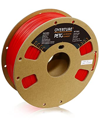 OVERTURE PETG Filament 1.75mm 3D Printer Filament, 1kg Spool (2.2lbs), Dimensional Accuracy  /- 0.03 mm, Fit Most FDM Printer (Red)