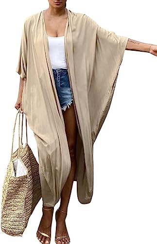 Bsubseach Stylish Tie Dye Open Front Long Kimono Swimsuit Cover up for Women