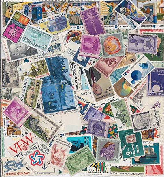 STAMP COLLECTORS! Nice Large Lot of 100 Vintage Mint US Postage Stamps - All Stamps are New, Mint Condition ~ Each Packet is different! (Reference Picture only) by USPS