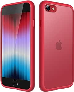 JETech Matte Case for iPhone SE 3/2 (2022/2020), iPhone 8/7, 4.7-Inch, Shockproof Military Grade Drop Protection, Frosted Translucent Back Phone Cover, Anti-Fingerprint (Red)