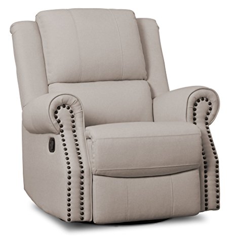 Delta Children Dylan Nursery Recliner Glider Swivel Chair, Flax