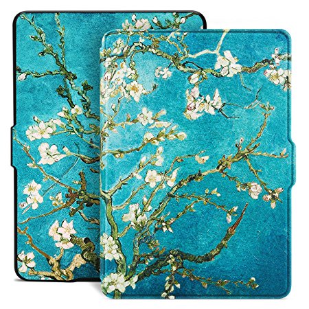 Ayotu Colorful Case for Kindle Paperwhite E-reader Auto Wake/Sleep Smart Protective Cover Case,Fits All 2012, 2013, 2015 and 2016 Versions Kindle Paperwhite,Painting Series K5-09 The Apricot Flower