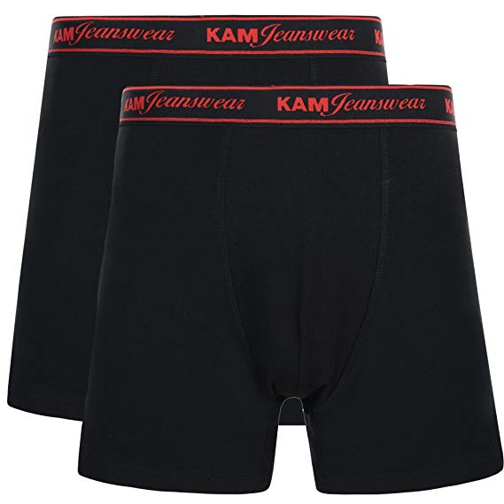 Kam New Mens Jeans 2 Pack Stretch Underwear Boxer Shorts Trunks Big King Sizes 2XL - 8XL