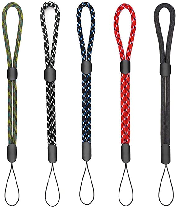 Mixed color adjustable creative short wrist strap hand lanyard, suitable for iphone, Samsung and other smart phones, cameras, mobile U disks, wallets, remote control portable lanyards. (5 Pack)