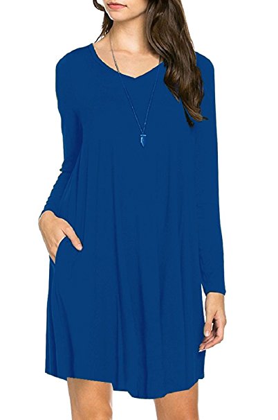 VIISHOW Women's Long Sleeve Casual Loose T-Shirt Dress