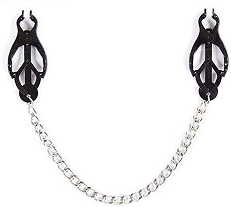 S M Nipplé Clamps Stainless Steel Butterfly Clip Toys Brêast N-í-pple Clamps with Chain Clips,White