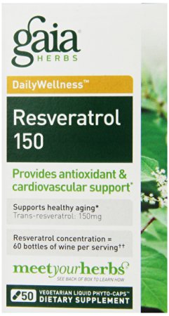 Gaia Herbs Resveratrol 150 Liquid Phyto-Capsules, 50 Count