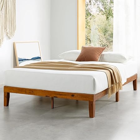 Best Price Mattress 12" Classic Soild Wood Platform Bed Frame w/Wooden Slats (No Box Spring Needed), King, Cherry