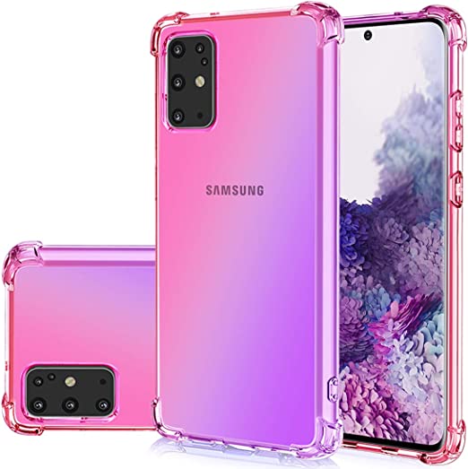 Gufuwo Case for Samsung S20 Plus, Galaxy S20 Plus 5G Cute Case, Gradient Slim Anti Scratch Soft Clear TPU Phone Case Cover Shockproof Case for Samsung Galaxy S20 Plus (Pink/Purple)