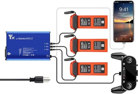 Hanatora Battery Charger for Autel Robotics EVO 2/II, EVO II Pro V2/V3/ Enterprise/RTK,EVO II Dual Drone,Rapid Multi Parallel Charging Hub Accessories