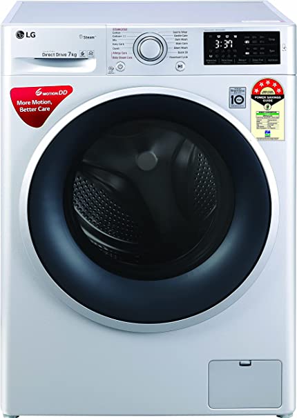 LG 7 Kg 5 Star Inverter Fully-Automatic Front Loading Washing Machine (FHT1207ZNL, Silver, 6 Motion Direct Drive Washer with Steam)