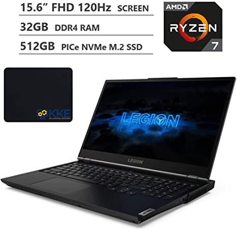 Lenovo Legion 5 Gaming Laptop, 15.6" Full HD 120Hz Screen, AMD Ryzen 7 4800H Processor, NVIDIA GeForce GTX 1650 Graphics, 32GB RAM, 512GB PCIe NVMe SSD, Backlit Keyboard, Windows 10 Home, KKE Mousepad