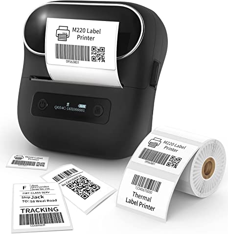 Phomemo Label Makers - M220 Label Maker, Portable 3.14''Mini Label Printer,Bluetooth Label Stickers Machine for Barcode,Address,Mailing,Storage,Easy to Use,Print Without Ink,for Home, Office