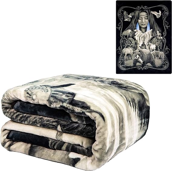 DGA Day of The Dead Native American Mother Alaska Wildlife Earth Extra Thick Soft Queen Size Blanket