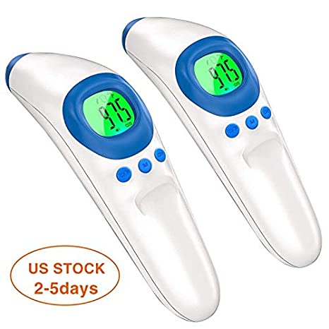 Non-Contact Digital Infrared Thermometer, iCode Ear and Forehead Thermometer for Fever,Baby and Adults,Indoor and Outdoor,Easy to Use,Fast to Read,Portable to Take (2 Pack)