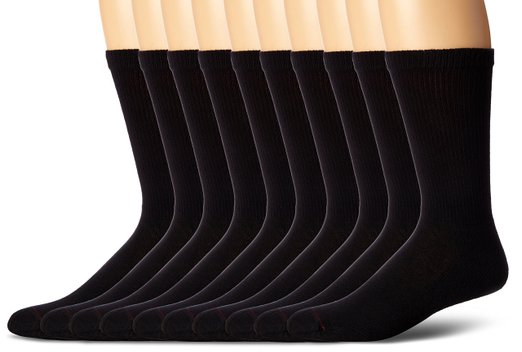 Hanes Men's 10-Pack Classics Cushion Crew Socks 6-12