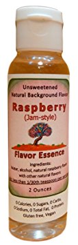 RASPBERRY (Jam-style) by Flavor Essence (Unsweetened, Natural Background Flavoring) 2-Oz. In Beverages: coffee/tea, shakes/smoothies, bar drinks. In Foods: baking, doughs/batters, frostings, yogurt