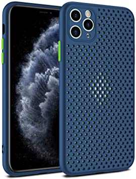 Heat Dissipation Phone Case, New Breathable Hollow Cellular Hole Heat Dissipation Case Full Back Camera Lens Protection Ultra Slim TPU Case Cover (Blue, Compatible with iPhone 12 Pro Max)