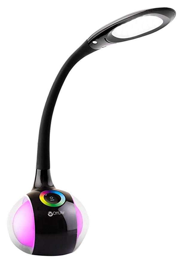 OttLite BY2G59-FFP OttLite Led Desk Lamp with Color Changing Base, 6" x 8.19" x 10.19", Black