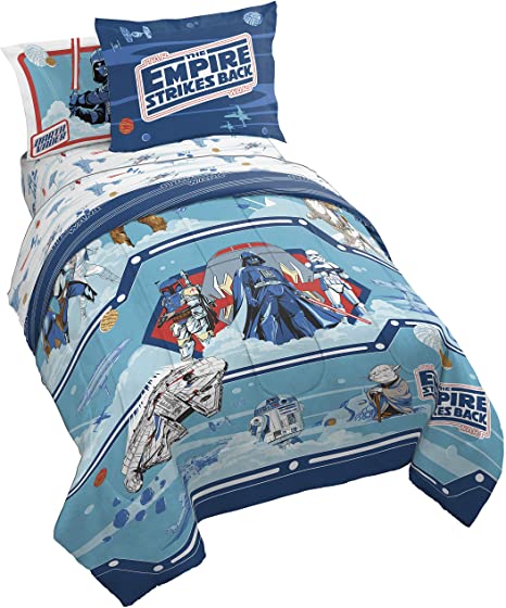 Jay Franco Star Wars Empire Strikes Back 40th Anniversary 5 Piece Twin Bed Set - Includes Reversible Comforter & Sheet Set Bedding - Super Soft Fade Resistant Microfiber (Official Star Wars Product)