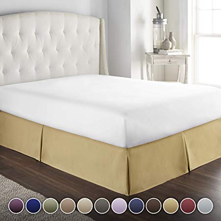 Hotel Luxury Bed Skirt/Dust Ruffle 1800 Platinum Collection-14 inch Tailored Drop, Wrinkle & Fade Resistant, Linens (Queen, Camel)