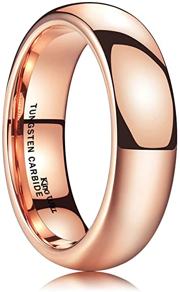 King Will Glory 2mm 4mm 6mm Rose Gold Tungsten Ring Wedding Band High Polished for Men Women