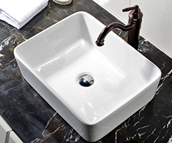 VCCUCINE Rectangle Above Counter Porcelain Ceramic Bathroom Vessel Vanity Sink Art Basin