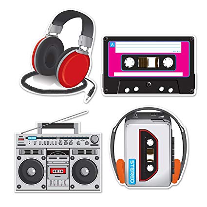 Beistle 54667 Cassette Player Cutouts, 12" - 14", 4 Cutouts In Package