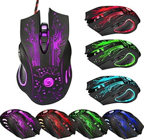 Gotd 6 Button 5500 DPI LED Optical USB Wired Gaming PRO Mouse Mice For PC Laptop (Black)