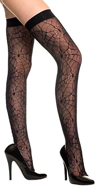 ToBeInStyle Women's Sheer Spider Web Thigh Hi Stockings