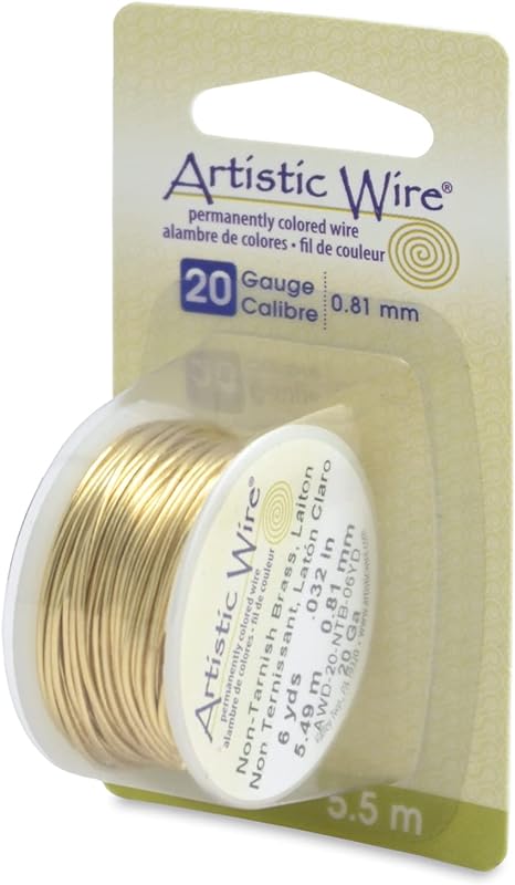 Artistic Wire 20 Gauge Tarnish Resistant Brass Craft Jewelry Wrapping Wire, Gold Color, 6 yd