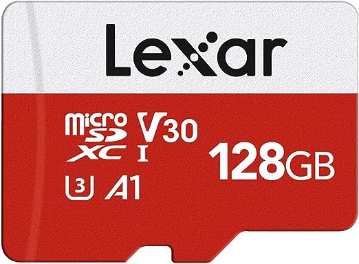 Lexar 128GB Micro SD Card, microSDXC UHS-I Flash Memory Card with Adapter - Up to 100MB/s, A1, U3, Class10, V30, High Speed TF Card