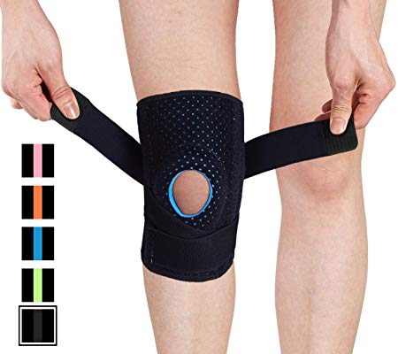 Venture Pal Knee Brace Non-Slip Open-Patella Brace with Adjustable Strap & Side Stabilizers - Best Knee Support for Joint Pain Relief,Meniscus Tear,Arthritisand and Injury Recovery