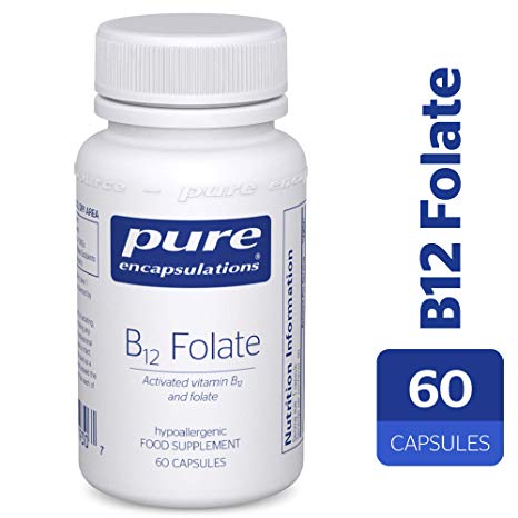 Pure Encapsulations Activated Vitamin B12 Folate 60 Capsules - Methylcobalamin/L-5-methyltetrahydrofolate (L-5-MTHF) - Tiredness & Fatigue Supplement
