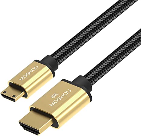 8K Mini HDMI to HDMI Cble SIKAI Ultra High Speed HDMI 2.1 Cable Support 8K@60Hz, 4K@120Hz, 48Gbps, eARC, HDR10, HDCP2.2 Compatible with Camera, Camcorder, Laptop, Raspberry Pi Zero W (50cm)